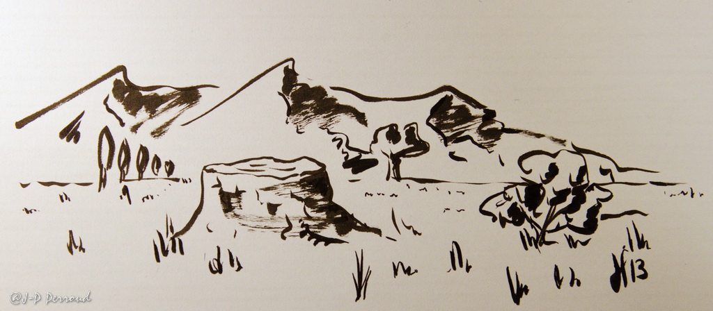 Travail au pinceau et encre de Chine